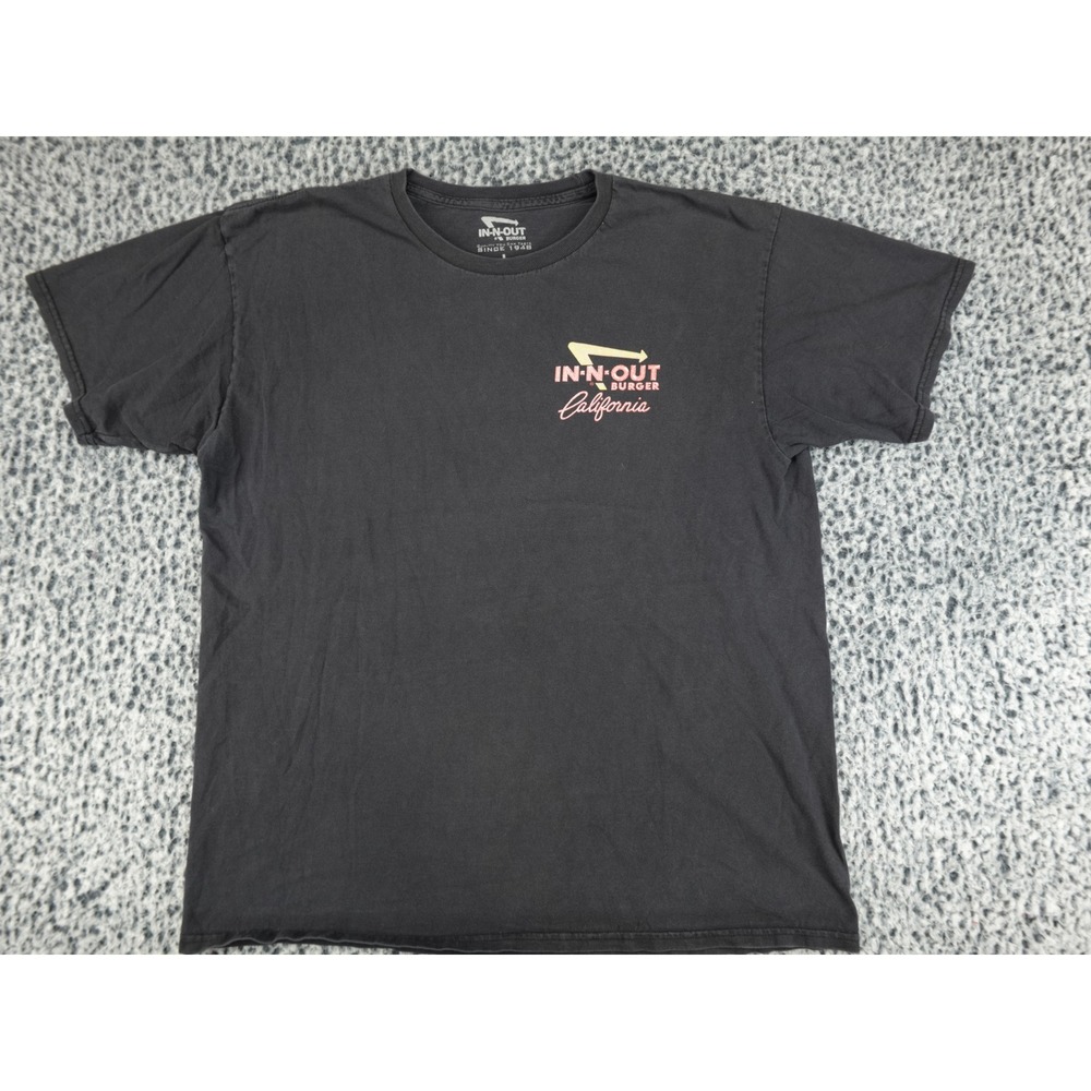 In-N-Out Burger Graphic T-Shirt Mens Large Black California Classic Cars Hole